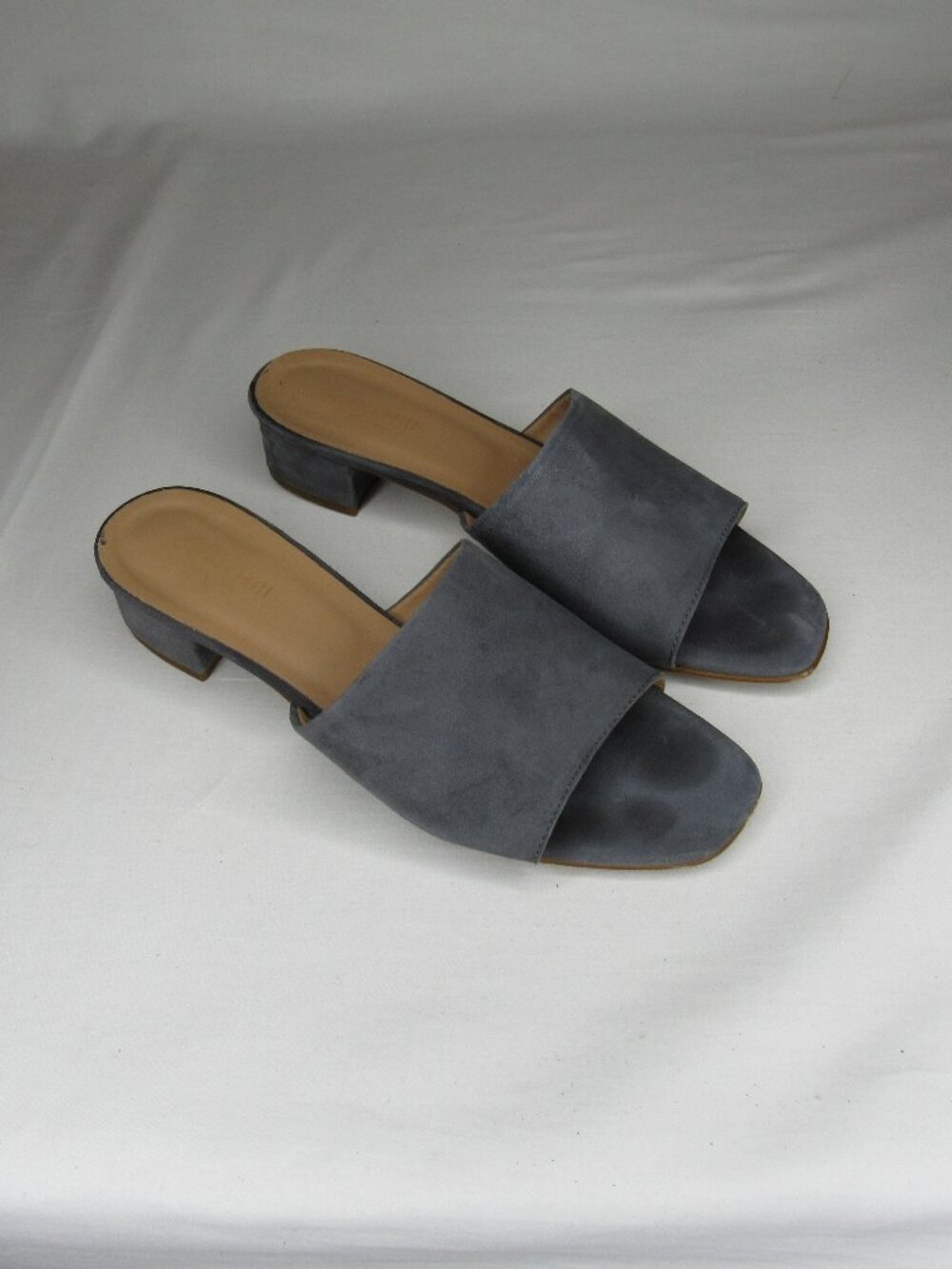 Garnet Hill Gray Suede Leather LILLIAN Heeled Slide Sandal Women's 38 8